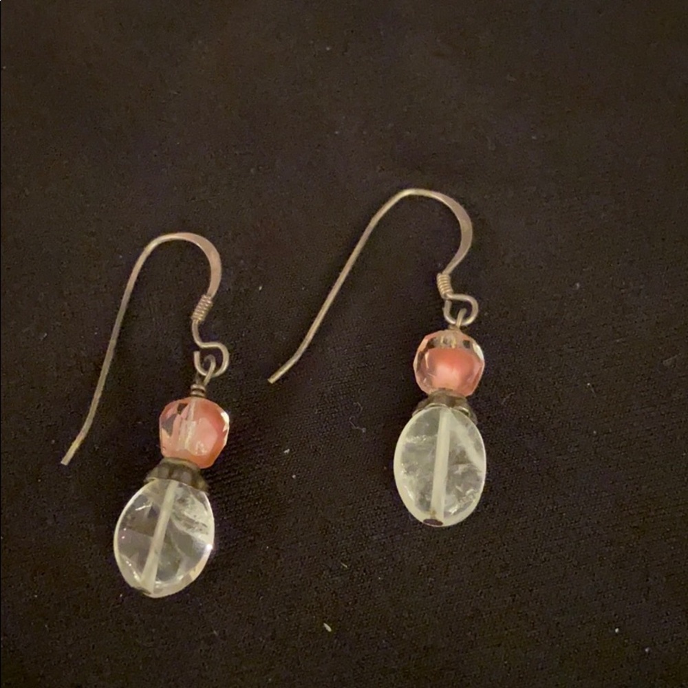 Pink glass earrings